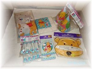 Winnie The Pooh Birthday Party Supplies Favors Invitations Lot of 73 Pieces