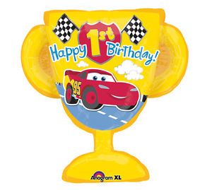 Disney Cars Happy 1st Birthday 26" Mylar Foil Balloon Trophy Party Supplies Boy