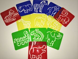 12 Zoo Jungle Animal Safari Stencils Teacher Supply Party Favors