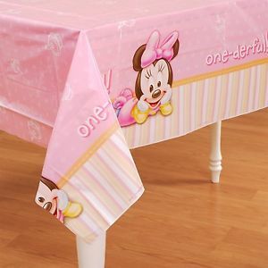 Disney Minnie Mouse 1st Birthday Plastic Tablecover 54x102 Party Supplies