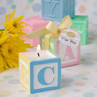 50 Adorable ABC Alphabet Baby Block Candle Favor Baby Shower Favor Bulk Lot