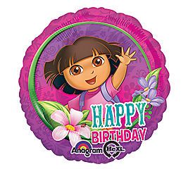 Dora The Explorer Purple Happy Birthday 17" Mylar Foil Balloon Party Supplies