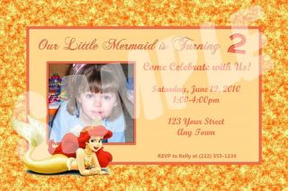 12 Disney Princess Little Mermaid Ariel Custom Birthday Invitations
