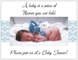 20 Baby Boy Blue Bow Shower Invitations Cards Post Cards
