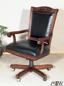 Mahogany Black Faux Leather Executive Office Chair