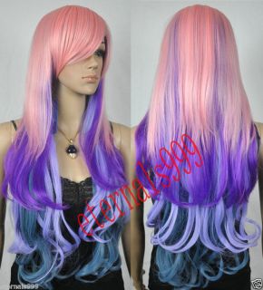 W★A155 New Anime Lolita Multi Color Pink Purple Cosplay Women's Party Wig