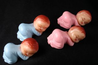 24 Small Pink Blue or Mixed Plastic Sleeping Baby Shower Favors 1 5" Long