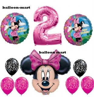 Disney Minnie Mouse 2nd Birthday Pink Damask Balloons Decorations 2 Second Two