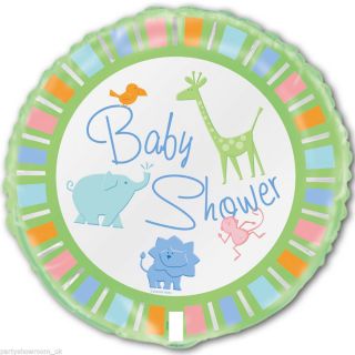 18" Adorable Animals Baby Shower Party Round Foil Balloon