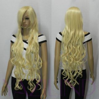 Hot Sell New Fancy Dress Wigs Long Blonde Curly Wavy Cosplay Party Hair Wig Lady
