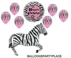 Zebra Birthday Supplies Balloons Pink Black White Stripes Party Decorations New