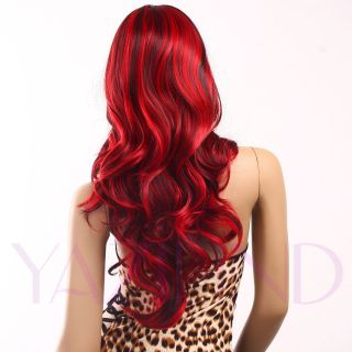 2014 Black Fresh Red Curly Long Fine Full Synthetic Sexy Women Cosplay Party Wig