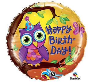 2 Owl Tree Party Hat Happy Birthday 18" Balloon Mylar Foil Party Supply