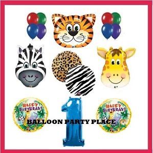 Jungle Safari Balloons First 1st Birthday Zebra Giraffe Tiger Party Supplies