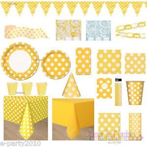 Sunflower Yellow White Polka Dots Birthday Party Shower Supplies Bee