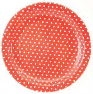 12 Red Polka Dot 22cm Paper Plates White Spots Picnic Kids Party Supplies