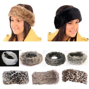 Ladies Faux Fur Fashion Headband Fleece Lined Womens Ski Earwarmers Ear Muffs