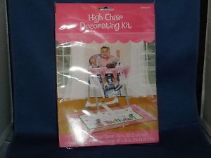 Baby Girl First Birthday Party Supplies High Chair Decorations Kit Pink 1st