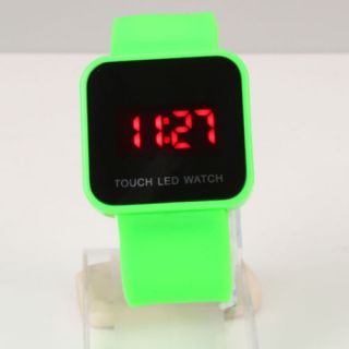 Fashion Men Women Day Date LED Touch Silicone Band Sport Wrist Watch Green