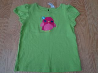 Girls Size 5T Gymboree Smart and Sweet Green Bird SS Shirt Top NWT