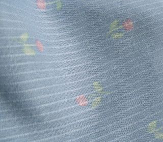 Vintage Baby Blue Dimity Fabric Flowers Baby Clothes 1 Yard