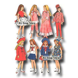 Vtg 1960s Skipper Pepper Doll Clothes Pattern Dress Pants Hat Casual Wear