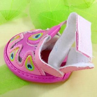 Anti Slip PU Leather Summer Sandal Shoes Boots for Pet Dog Puppy Shocking Pink