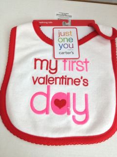 Infant Valentine Teething Bib My First Valentines's Day Boy or Girl Snap Clos