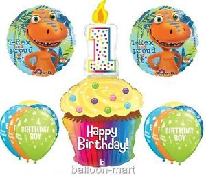 1st Birthday Dinosaur Train Balloons T Rex Party Supplies Cupcake Boys First