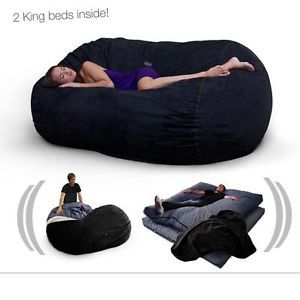 Cordaroys Bean Bag Beanbag Bed Love Seat Futon Sac Foam Couch Black Micro Suede