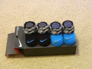 Boys Baby Nike 2 Pairs Newborn Infant Booties 0 6 M Socks Crib Shoes