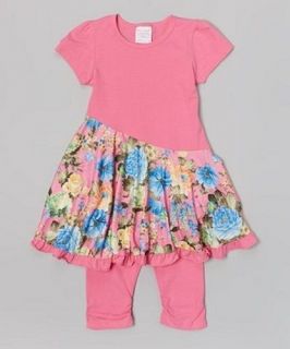 Toddler Girls Boutique Outfit Set Ruffle Dress Leggings Chit Chat Size 3T