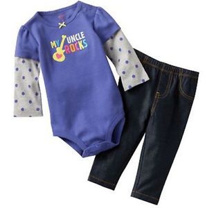 Carters Newborn 9 24 Months Bodysuit Pants Set Baby Girl Clothes Outfit Purple