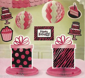 Pink Black Zebra Animal Print Room Decorating Kit Birthday Party Supplies