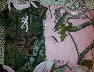 Girls Infant Onesies Pink Camo Camouflage Browning Realtree Duck Deer Hunting