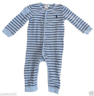 Ralph Lauren Onesie Striped Cotton Long Coveralls $35 Infant Baby Boy 9 Months