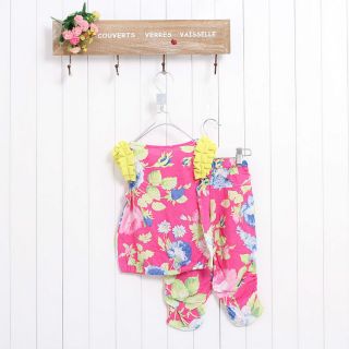 2 6Y Baby Girls Kid Children's Cotton Summer T Shirt Tops Pant Shorts Set Outfit
