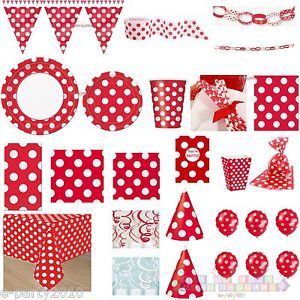 Red White Polka Dots Birthday Party Shower Supplies Pick 1 or Create Set