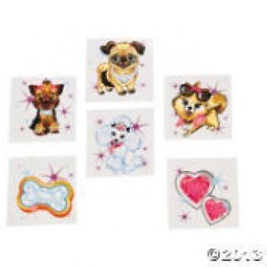 72 Fashion Puppy Temporary Tattoos Kids Birthday Party Favors Treats Gifts