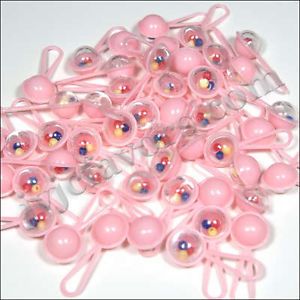 48 Pcs Mini Rattles Baby Shower Favor Light Pink Girl Decor Party Decorations