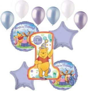 Winnie Pooh 1st First Birthday Balloon Bouquet Party Decoration Gift Baby One 1