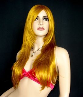 Cosplay Orange Gold Fancy Dress Party Hair Wigs FF175