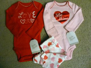 Baby Girl Clothes Newborn NB 3 Piece Outfit First 1st Valentines Baby B'Gosh