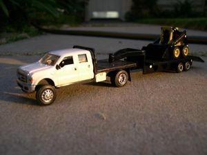 Custom 1 64 DCP Jada F 450 Ford Flatbed with Trailer and Loader