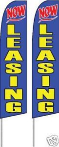Two 2 "Now Leasing" Feather Flags Banner Sign Kits