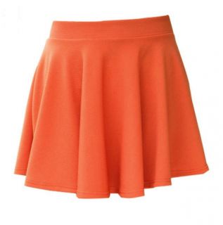 Candy Color Women's Stretch Waist Pleated Jersey Plain Skater Flared Mini Skirts
