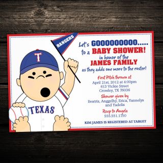 Baseball Sport Birthday or Baby Shower Invitations Set of 10 Any Team