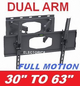 30 60" Dual Arm LCD LED HD TV Full Motion Wall Mount 3D 55 50 52 48 32 36 42 40
