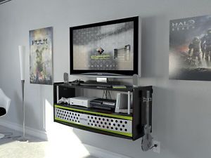 Wall Mounted Media Console Gaming TV Stand Black