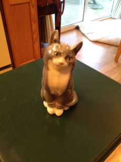 Royal Copenhagen Gray Cat Figurine Sitting